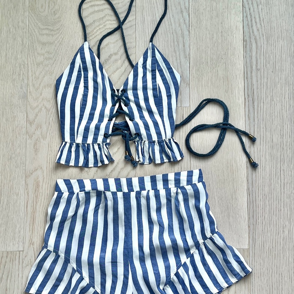 Blue & White Striped Two-Piece Set - Picture 2 of 6